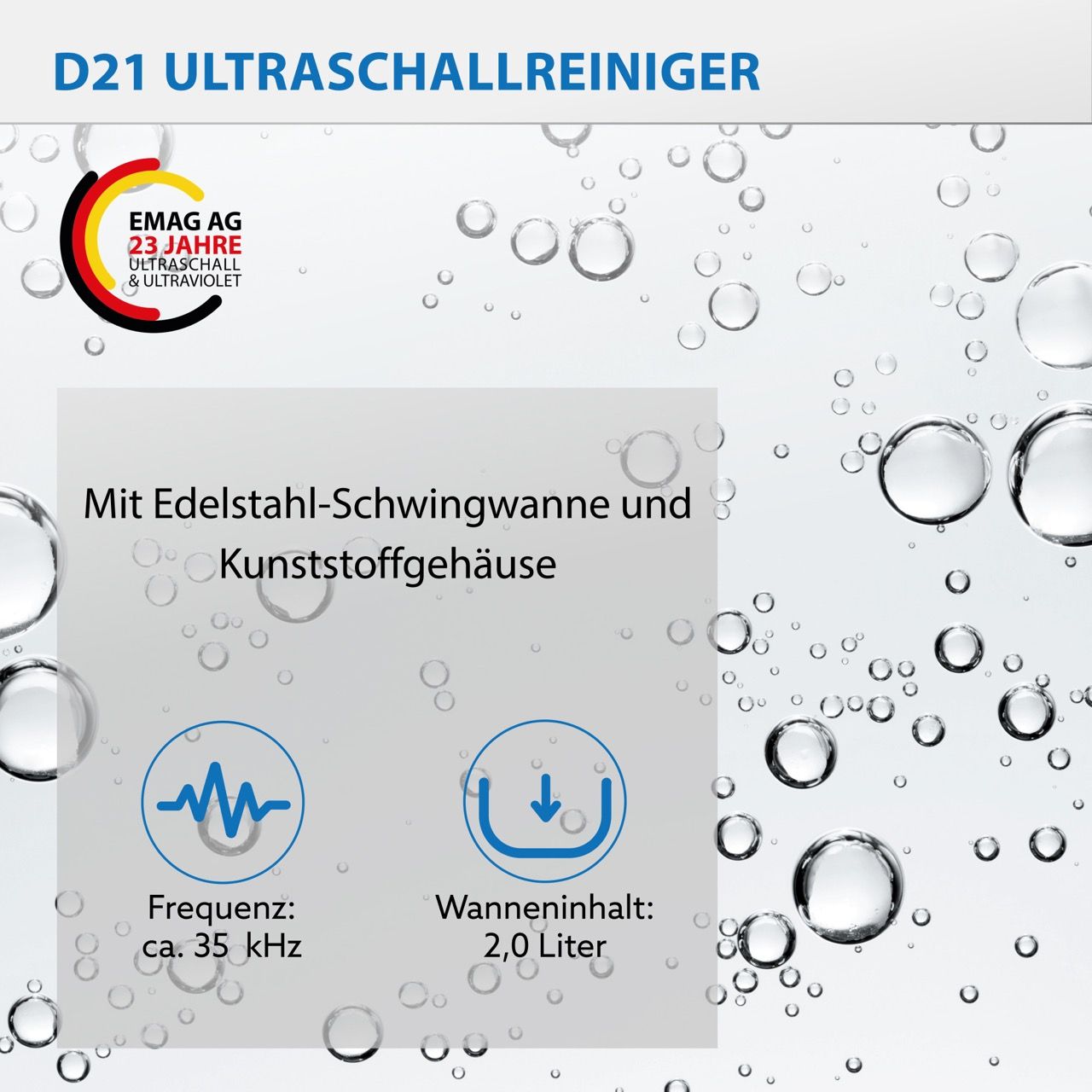 D21 Ultraschallreiniger mit Edelstahlwanne