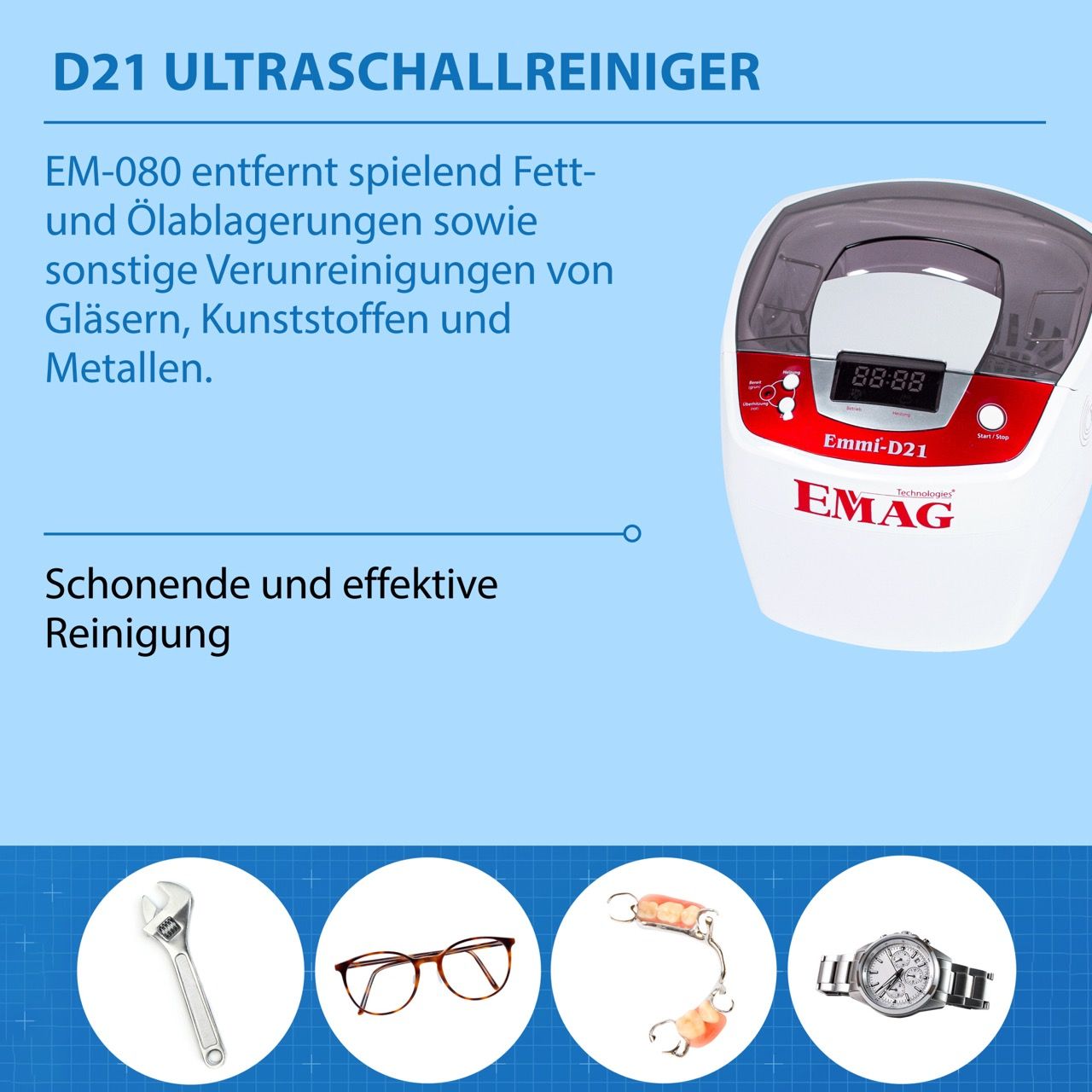 D21 Ultraschallreiniger mit Edelstahlwanne