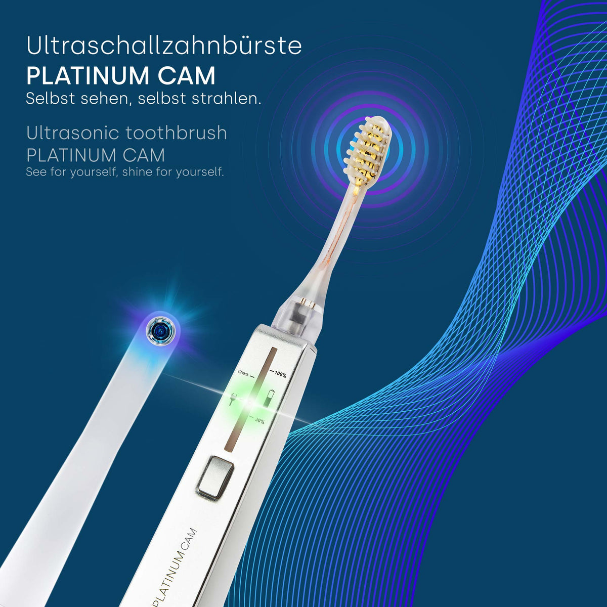 emmi-dent PlatinumCAM - Ultrasonic toothbrush with dental camera and app
