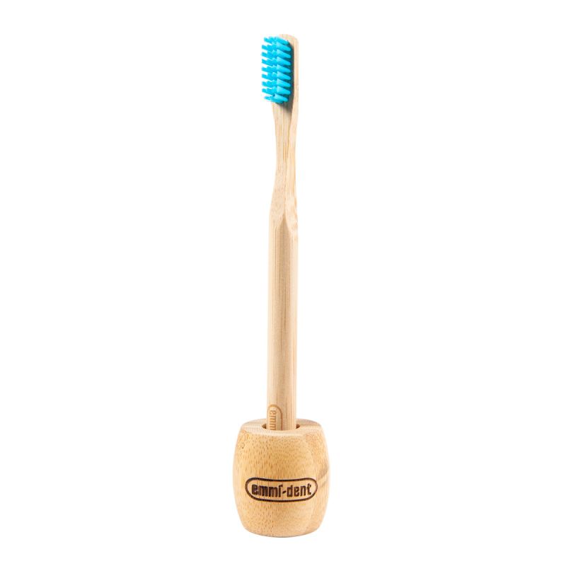 Bamboo Toothbrush Blue with Holder